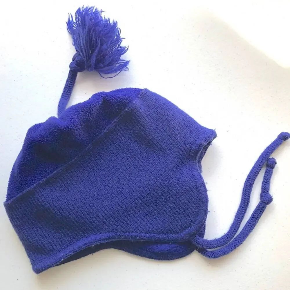 Columbia Toddler Purple Blue Ski Ear Flap Tassel Outdoor Winter Stocking Hat